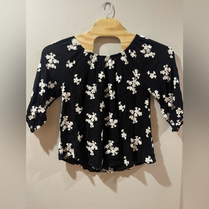 SOFT SURROUNDINGS Black & White Textured Floral Blouse Medium‎